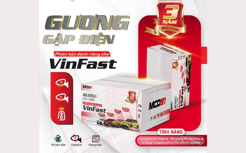 Tính năng nổi bật của gập gương MCD91 cho xe Vinfast Limo Green 