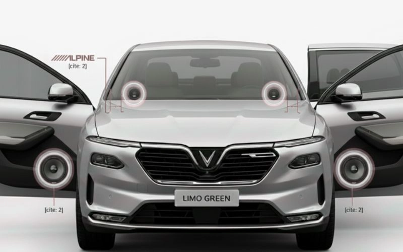 Các vị trí lắp loa component trên xe Vinfast Limo Green 