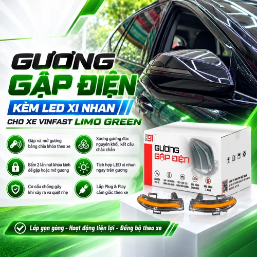 Gương gập điện kèm led xi nhan cho xe Vinfast Limo Green 5