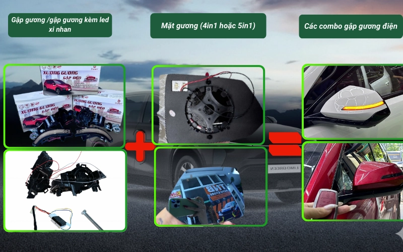 Combo gập gương điện cho VinFast Limo Green
