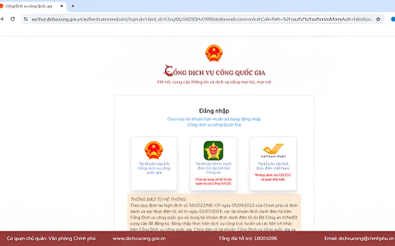 Đăng nhập bằng tài khoản Dịch vụ công Quốc gia hoặc tài khoản VNeID