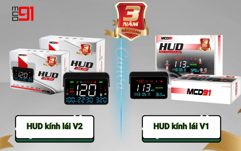 So sánh HUD kính lái MCD91 V1 và V2 theo từng tiêu chí
